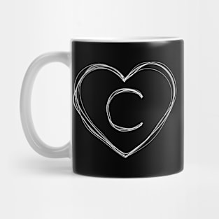 Letter C with heart frame in lineart style Mug
